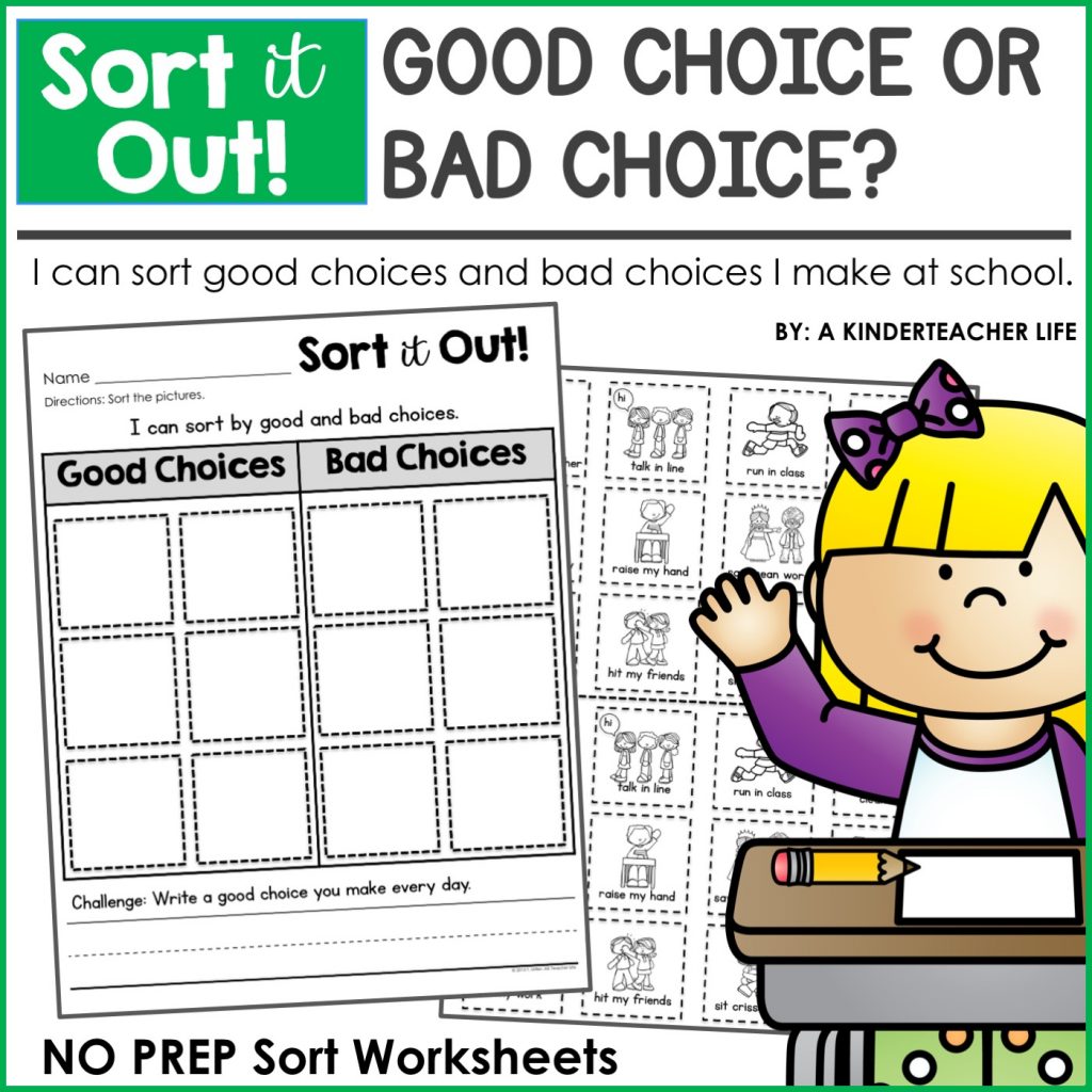 Good Choices and Bad Choices Sort Worksheets