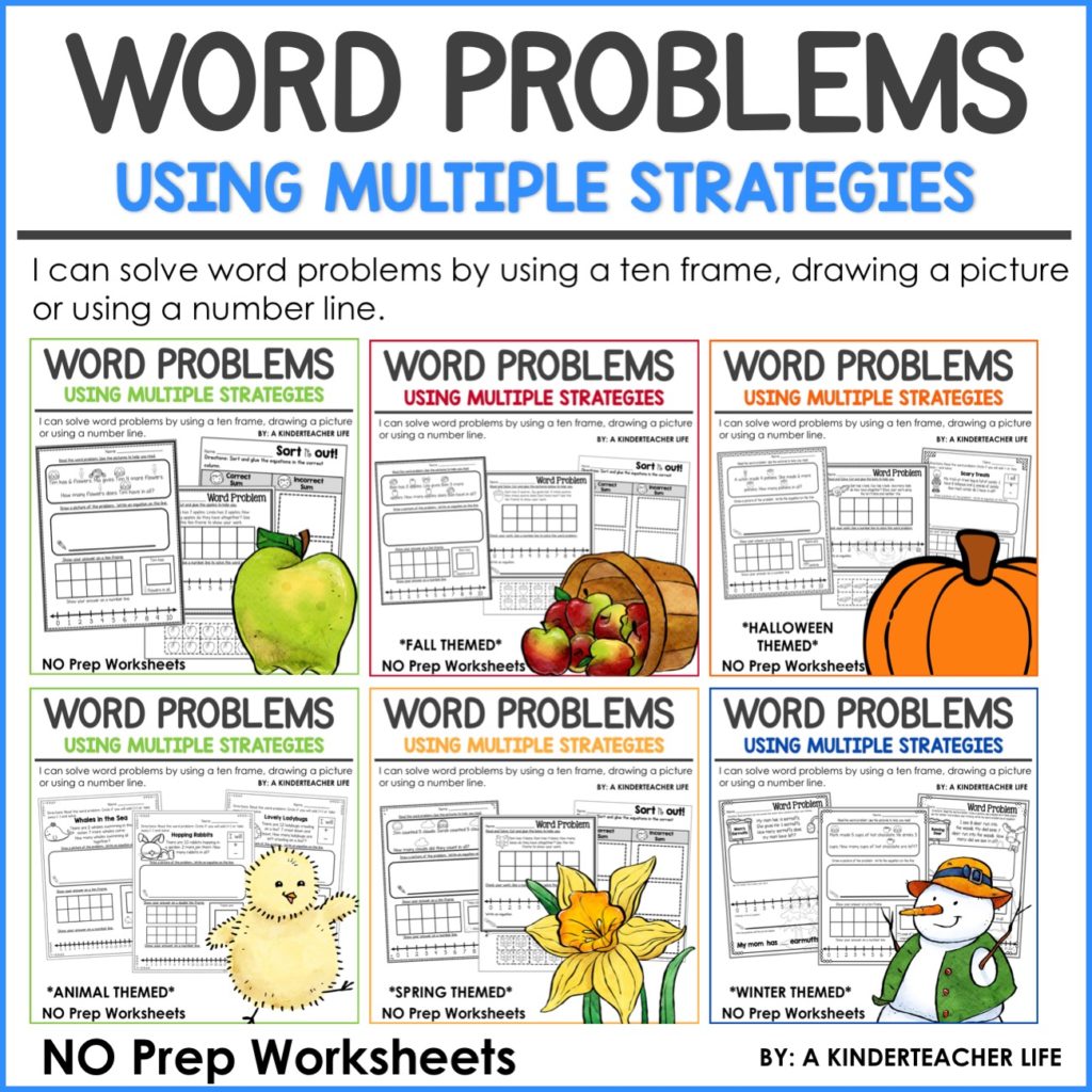 Word Problems Using Multiple Strategies Worksheets 