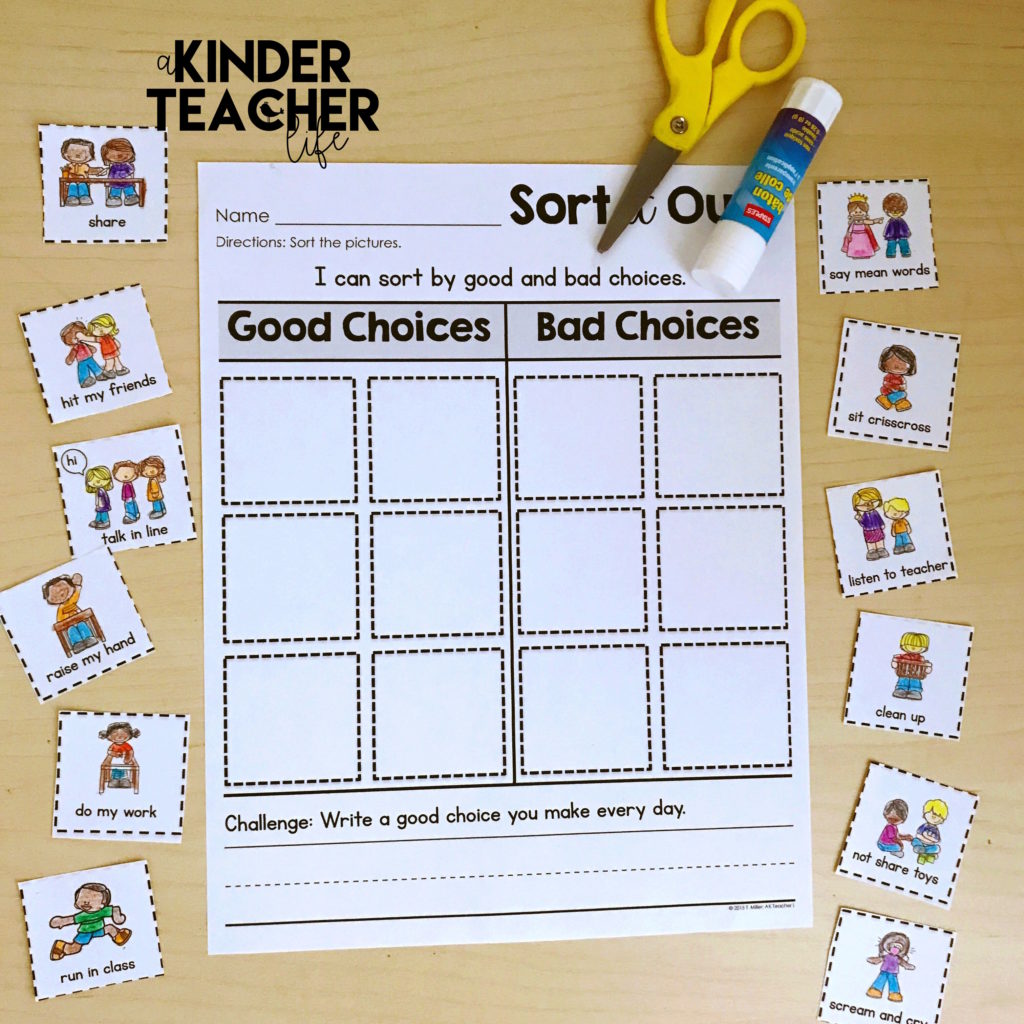 22 Must-Dos on the First Day of School - A Kinderteacher Life Inside Making Good Choices Worksheet