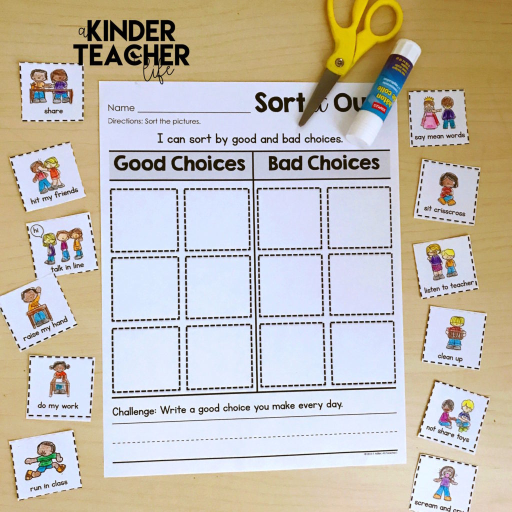 Sort Worksheet for teaching behavior expectations