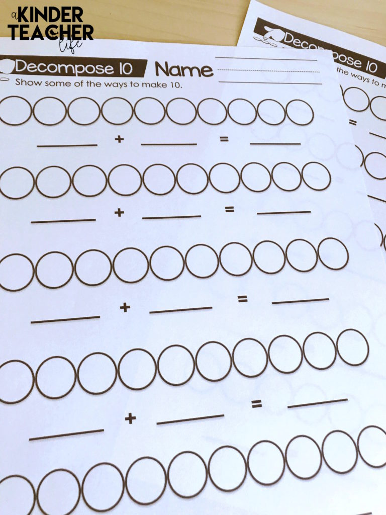 Hands-on activities for teaching students how to decompose numbers 