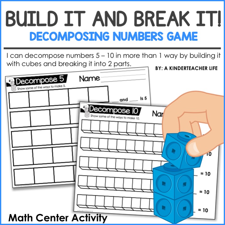 Decomposing Numbers Math Center Activity