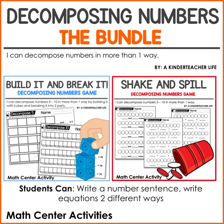 Decomposing Numbers Math Center Activity