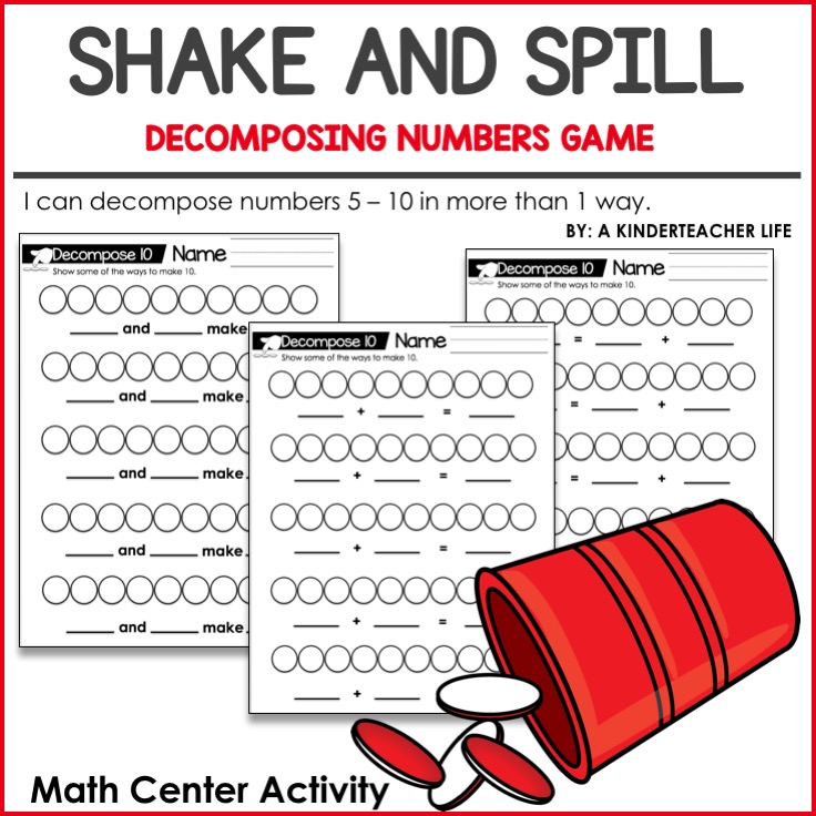Decomposing Numbres Math Center Activity