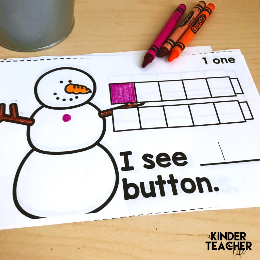 Free printable counting snowman math book for numbers 1 - 10