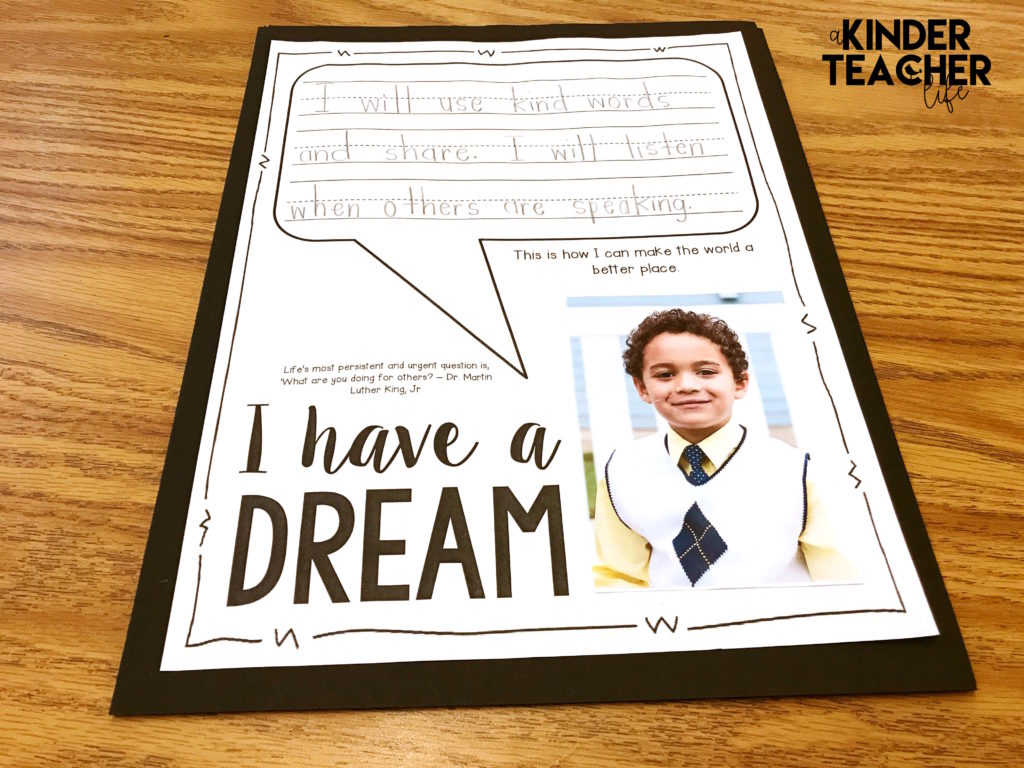 Free Martin Luther King, Jr. Writing prompt for primary aged students. Students write 1 action/behavor that they can do to make the world a better place. 