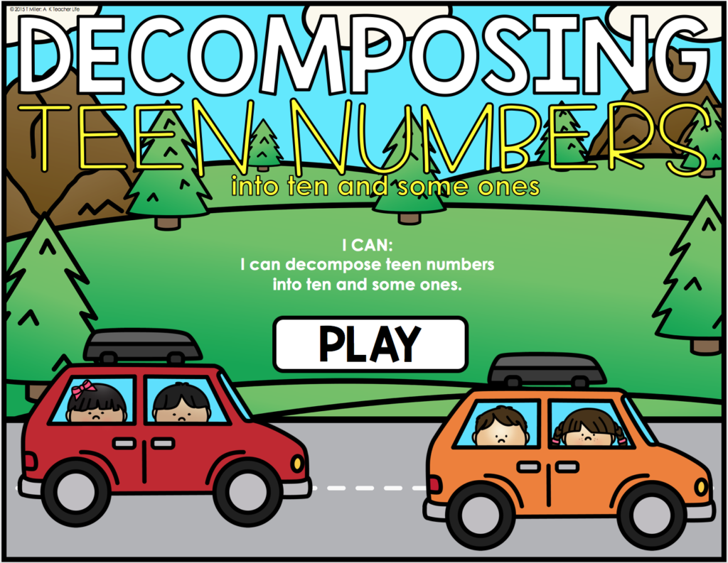 Interactive game for decomposing numbers into ten and some ones