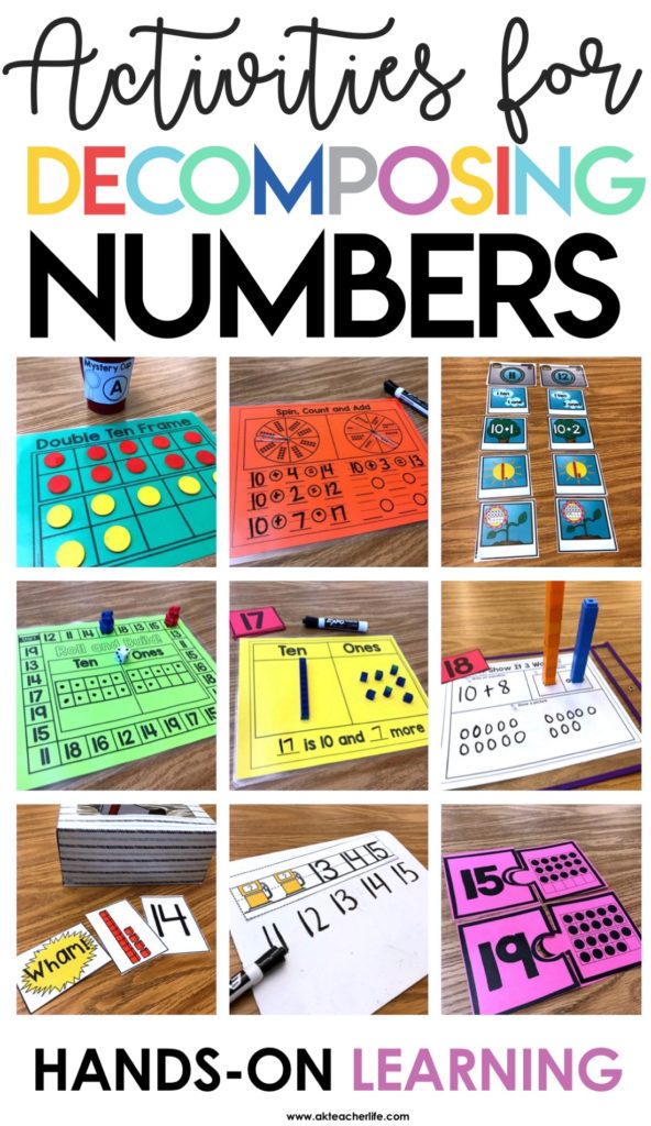 Hands-on activities for decomposing teen numbers into ten and some ones