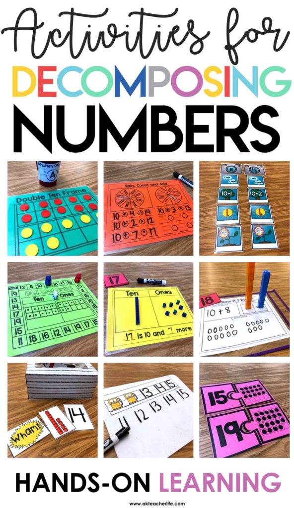 Hands-on activities for decomposing teen numbers into ten and some ones 