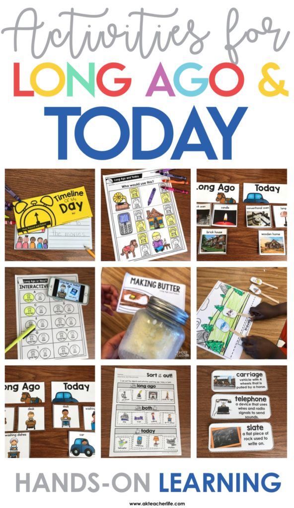 Life Long Ago and Today activities - Let's explore history using hands-on, engaging lessons! Students learn about life long ago and today by comparing their lives today to the past. This resource includes: digital task cards, sorting worksheets and activities, puppet show, making butter and writing activities.