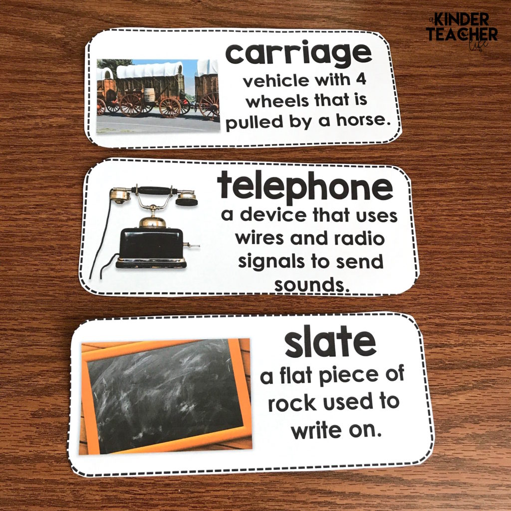 Life Long Ago vocabulary cards