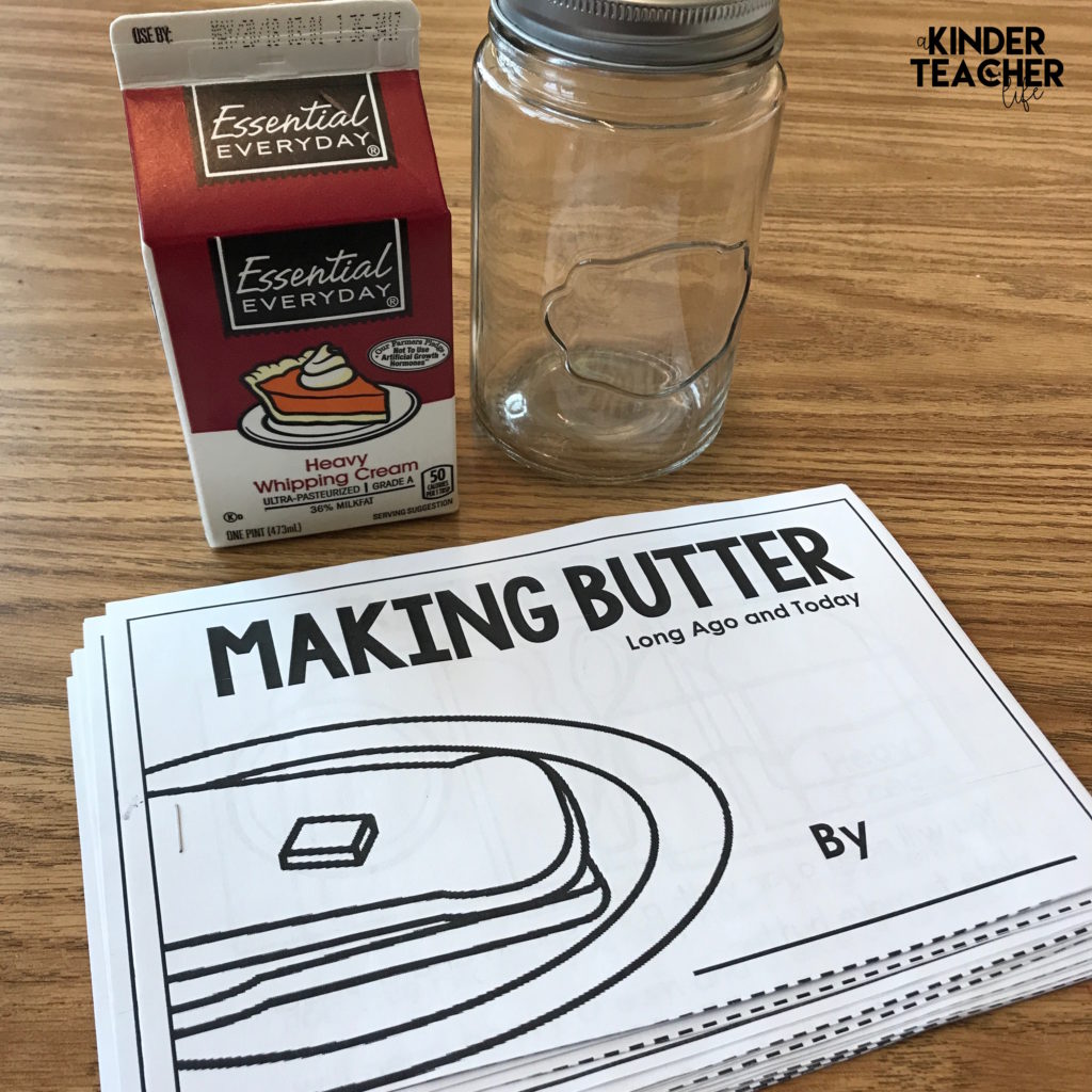 Materials to make butter in the classroom