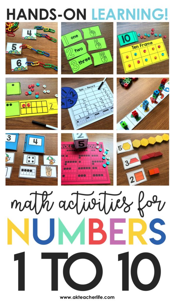 Hands-on math Center activities for teaching students how to count and identify numbers 1 to 10. 