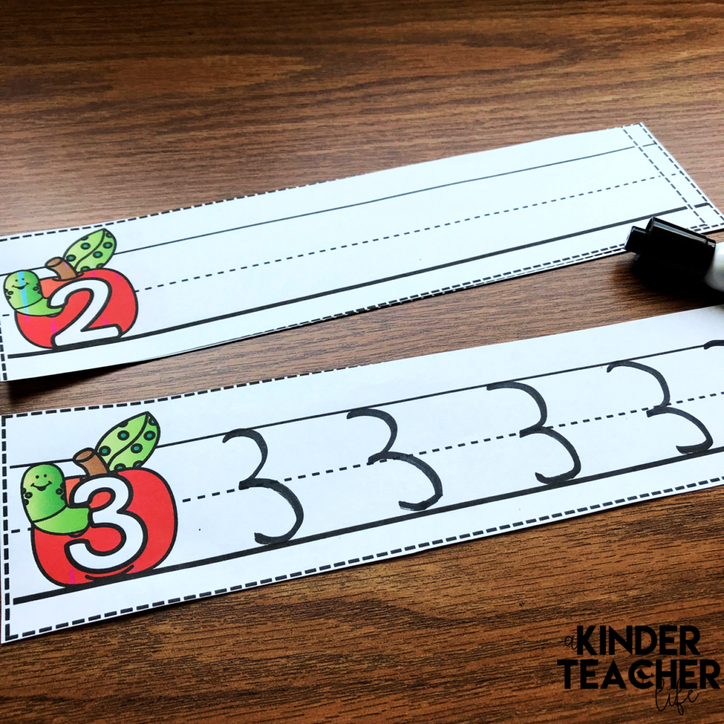 Number writing practice strip