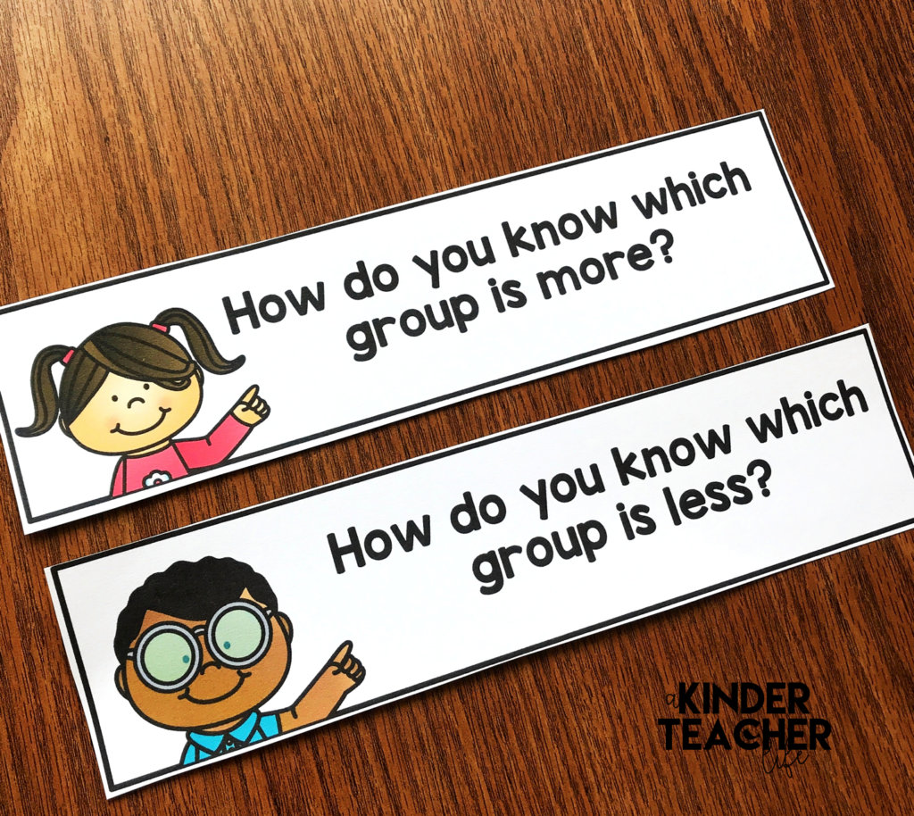 Question cards for comparing numbers