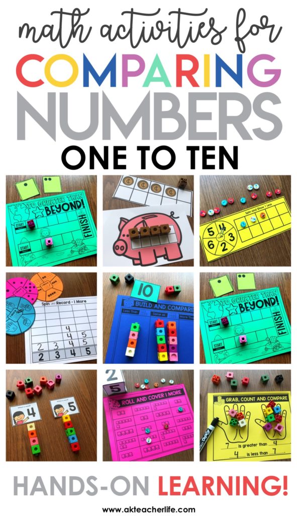 Math activities for comparing numbers 1 to 10 