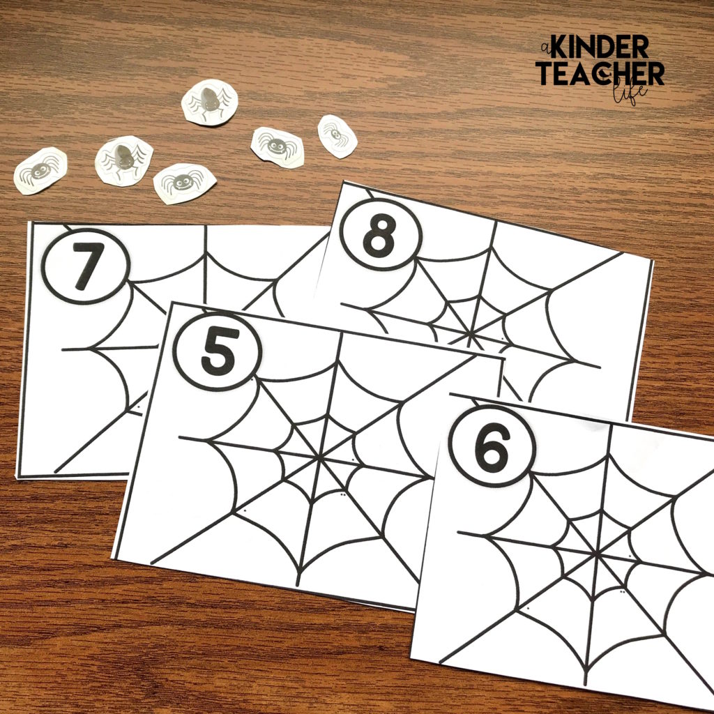 Free Halloween-themed math counting mats - Students build the number using objects and write 1 more.