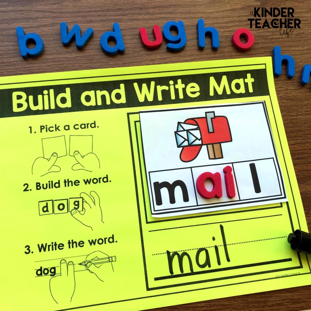 Build and Write - vowel teams phonics cards 