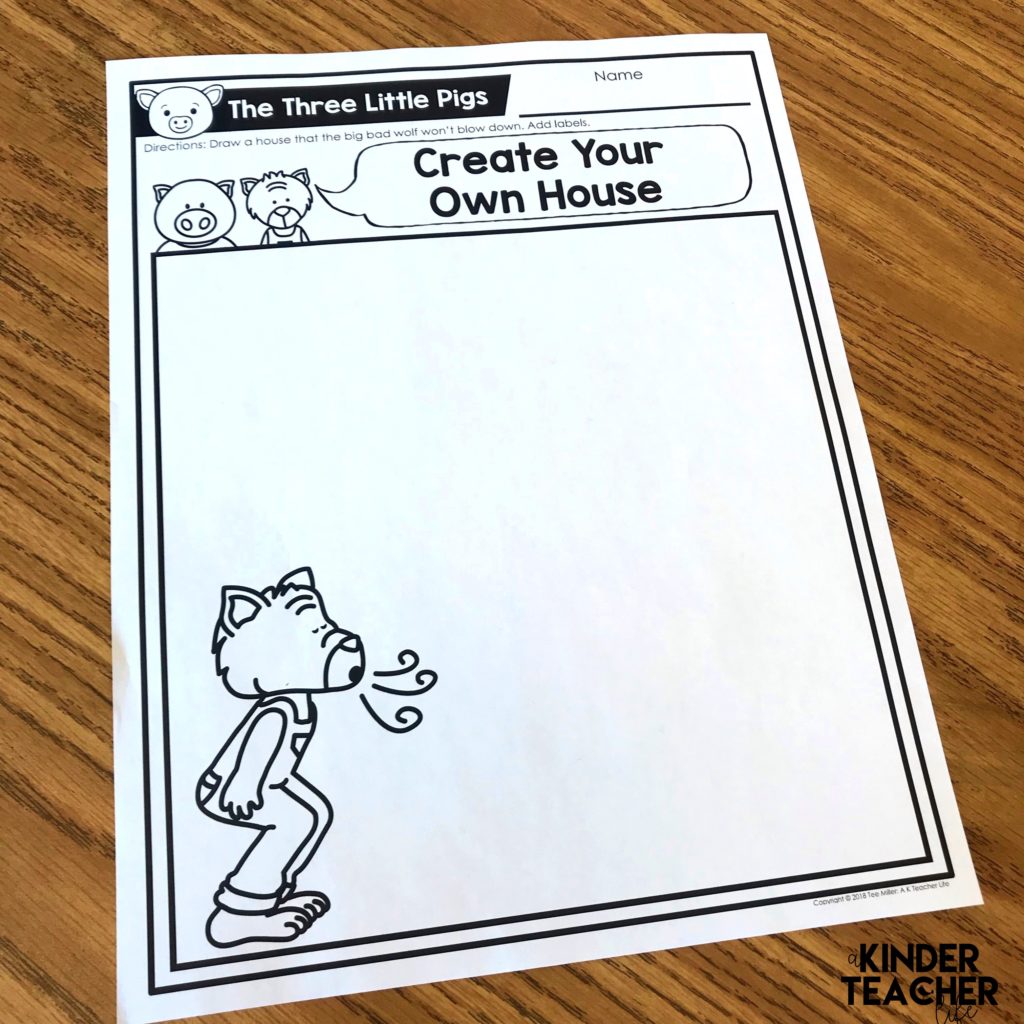Create Your Own House worksheet for The Three Little Pigs. 