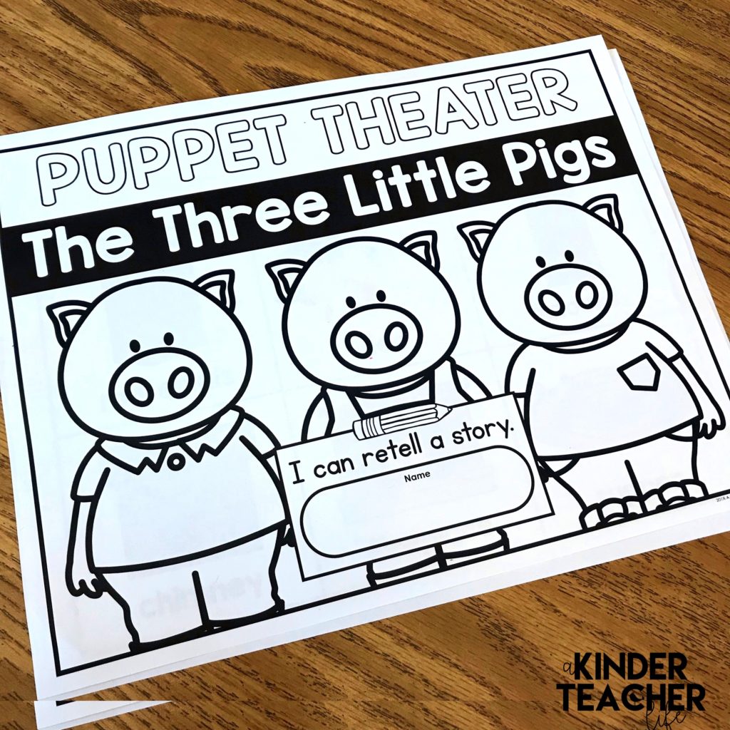 Put on a puppet show for a fun way to retell the story The Three Little Pigs. 