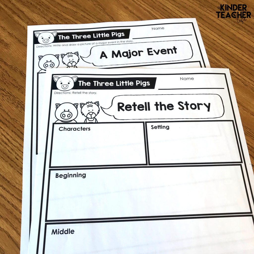 Text comprehension worksheets for The Three Little Pigs. 