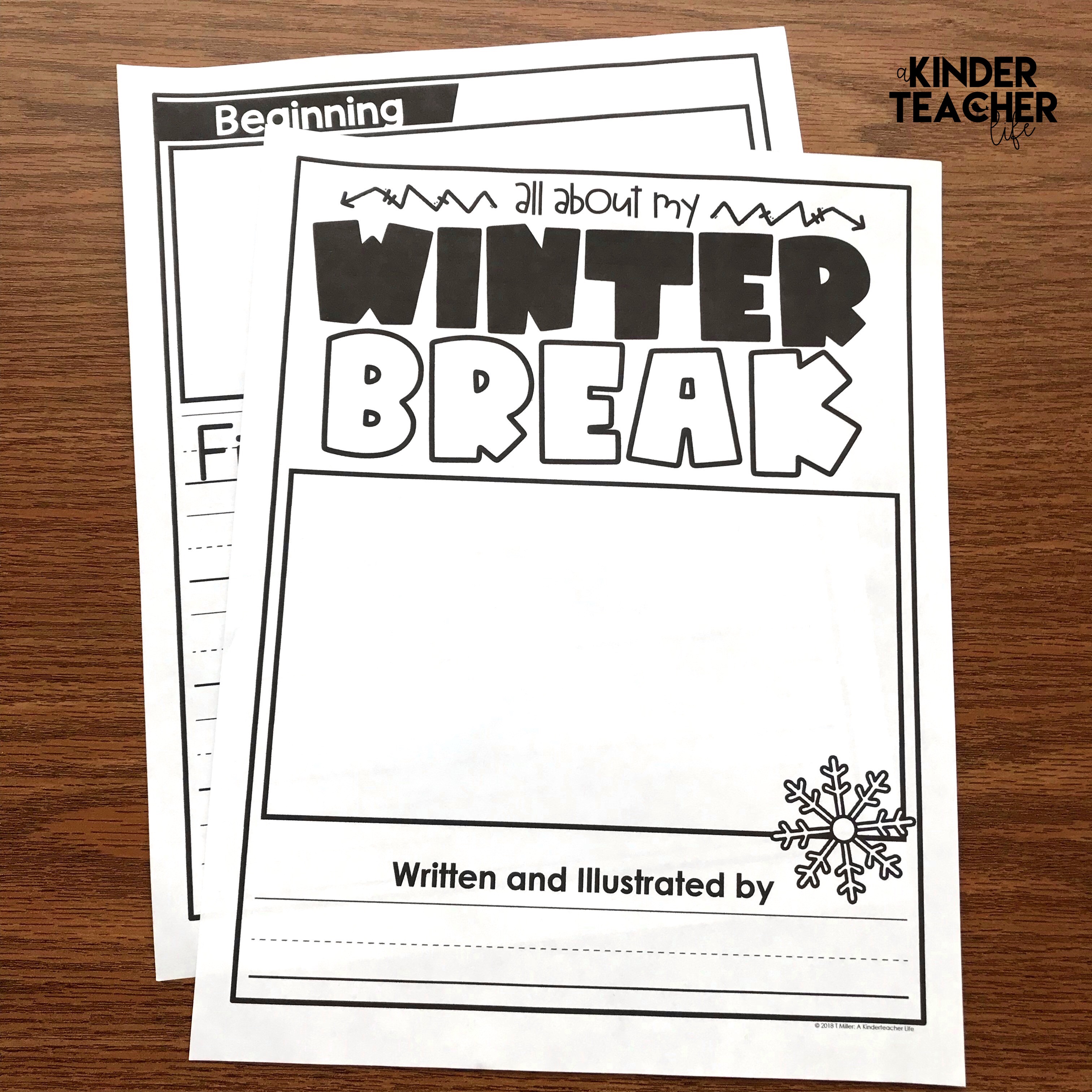 Free winter break writing printable - students write a narrative about their winter break.