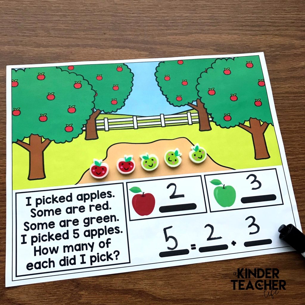 Decomposing numbers between 5 and 10 using hands-on, engaging games and activities. Students will practice decomposing a number in more than 1 way, finding the number that makes 10 and solve word problems. 