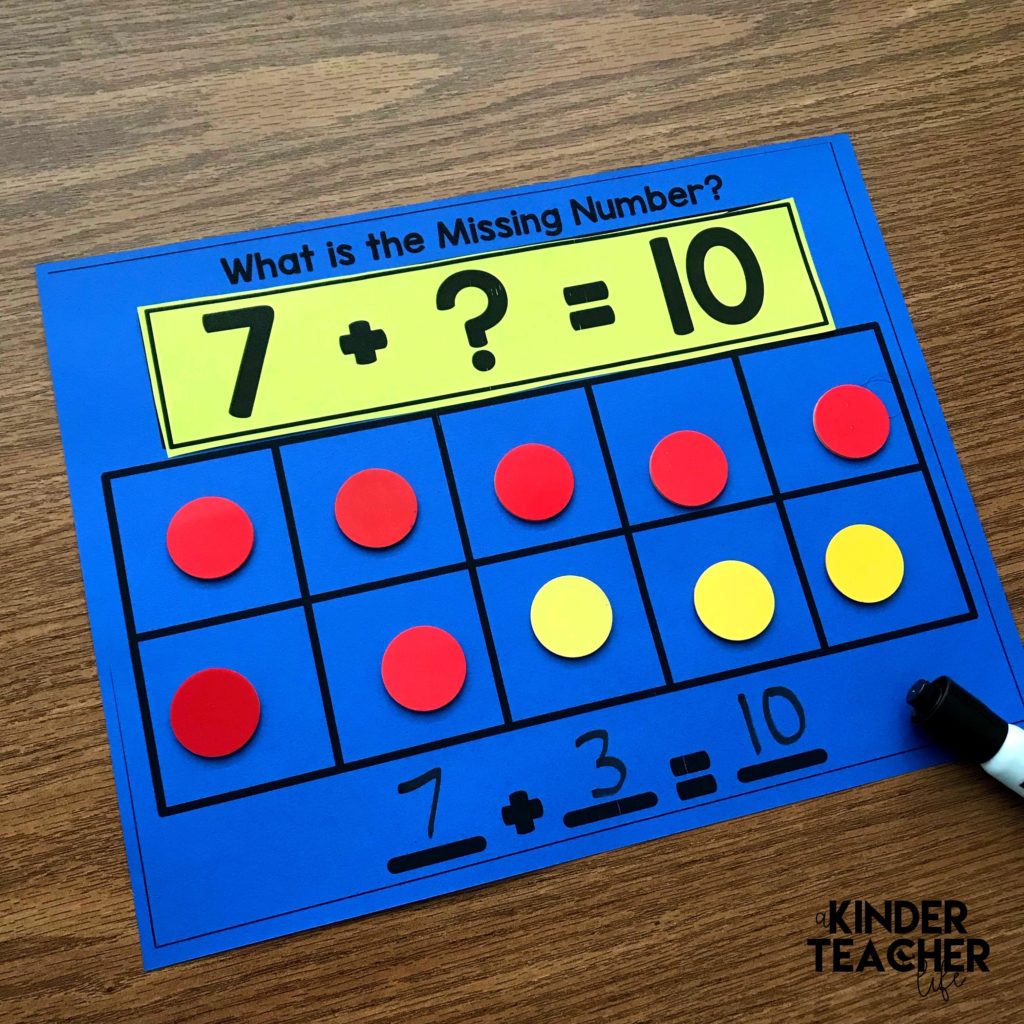 Decomposing numbers between 5 and 10 using hands-on, engaging games and activities. Students will practice decomposing a number in more than 1 way, finding the number that makes 10 and solve word problems. 