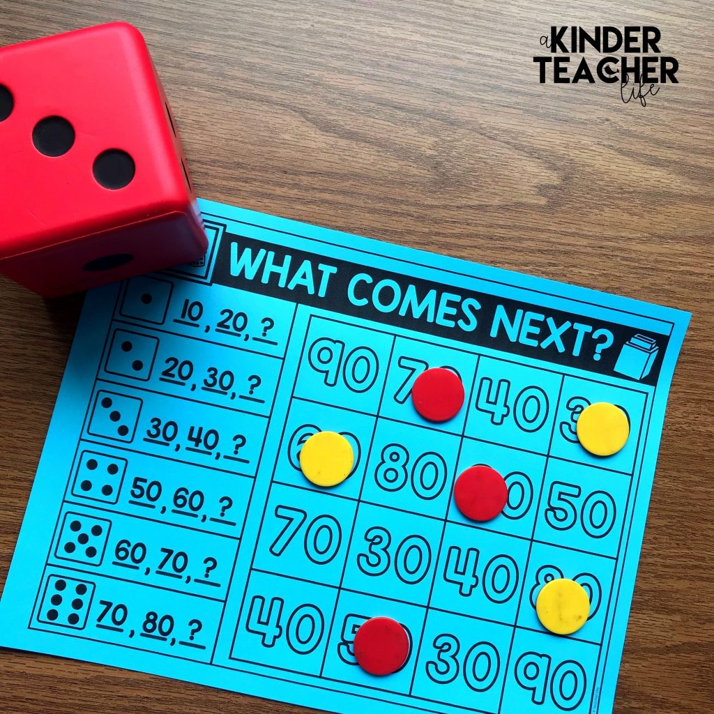 Counting to 100 activity - Students roll the die and cover the number that comes next.  