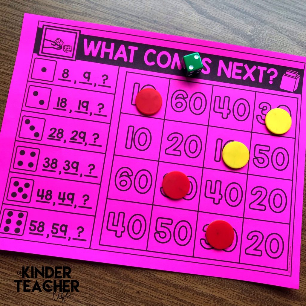 Counting to 100 activity - Students roll the die and cover the number that comes next.  