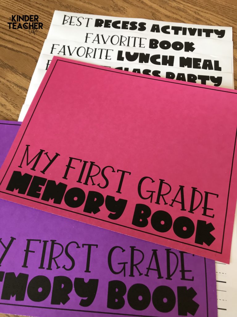Free end of the year memory book for students in kindergarten to fifth grade. 