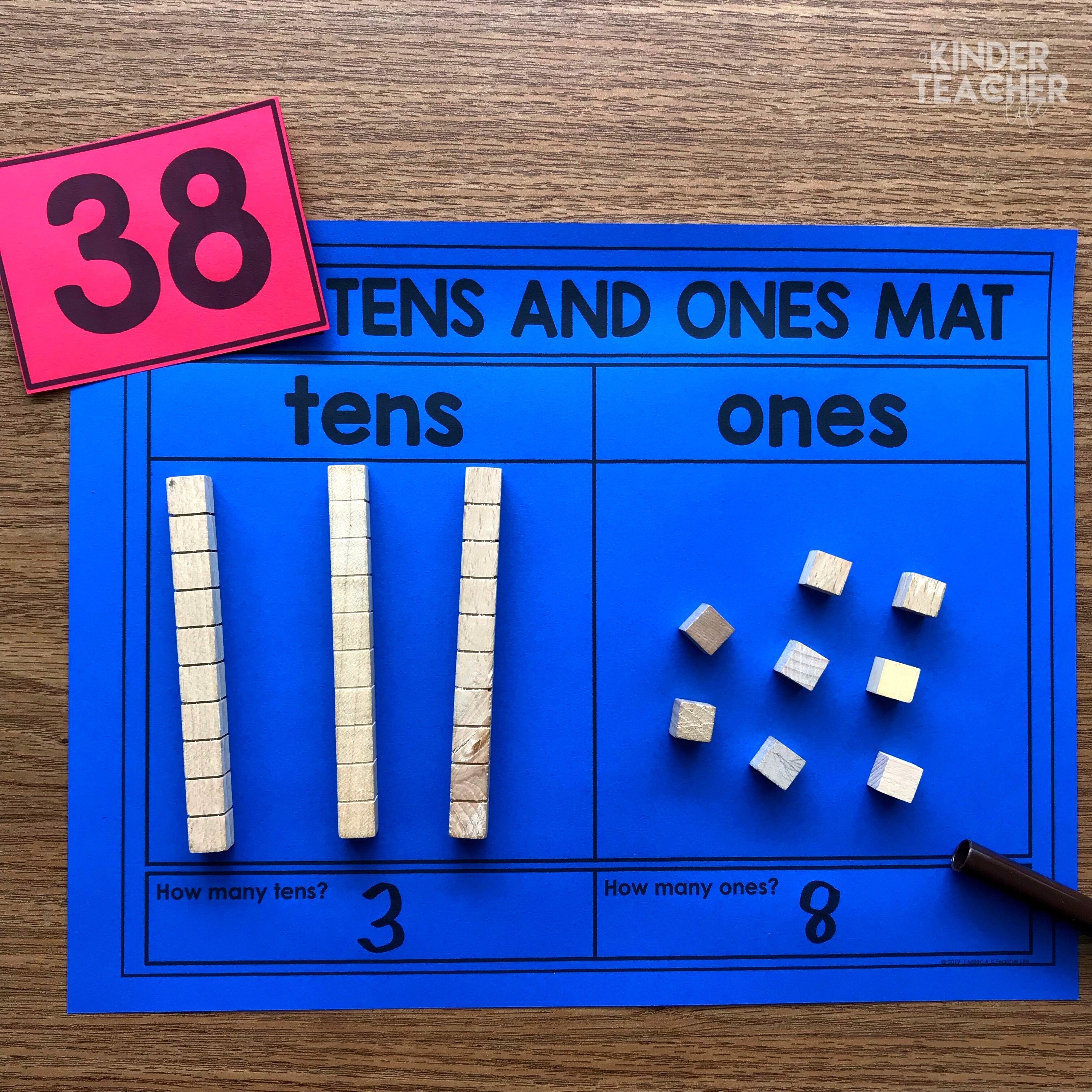 Place Value Math Center games  for first graders! 22 hands-on math center activities that will teach students how to write, model and draw 2-digit numbers using tens and ones. 