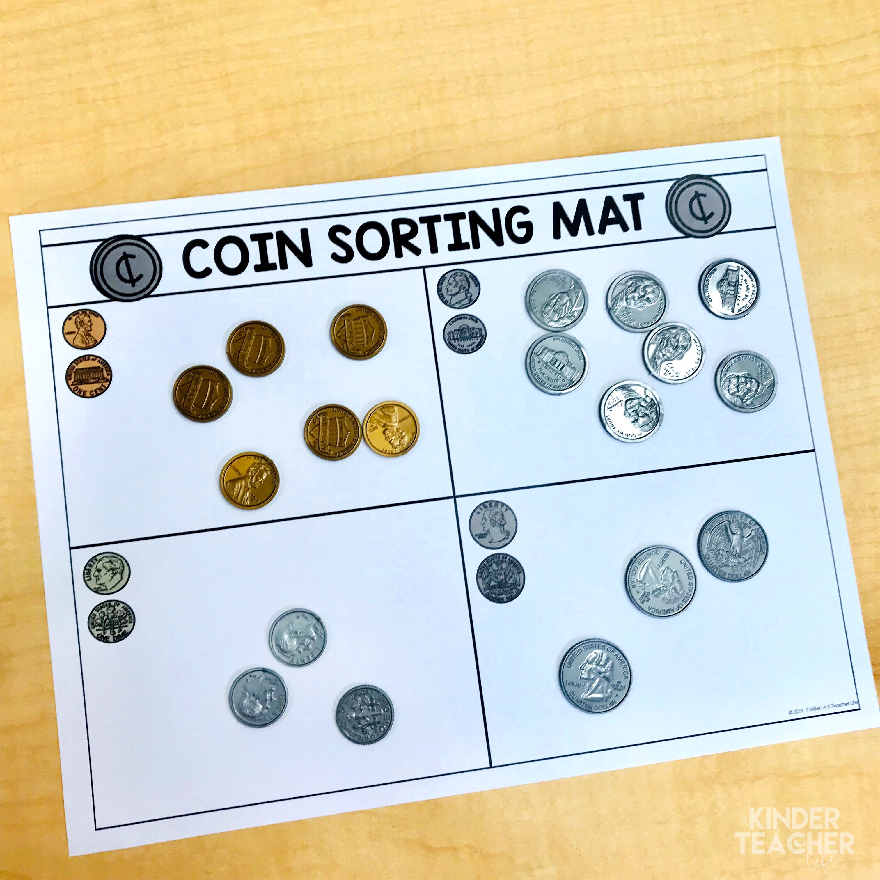 Free Printable Coin Sorting Mat