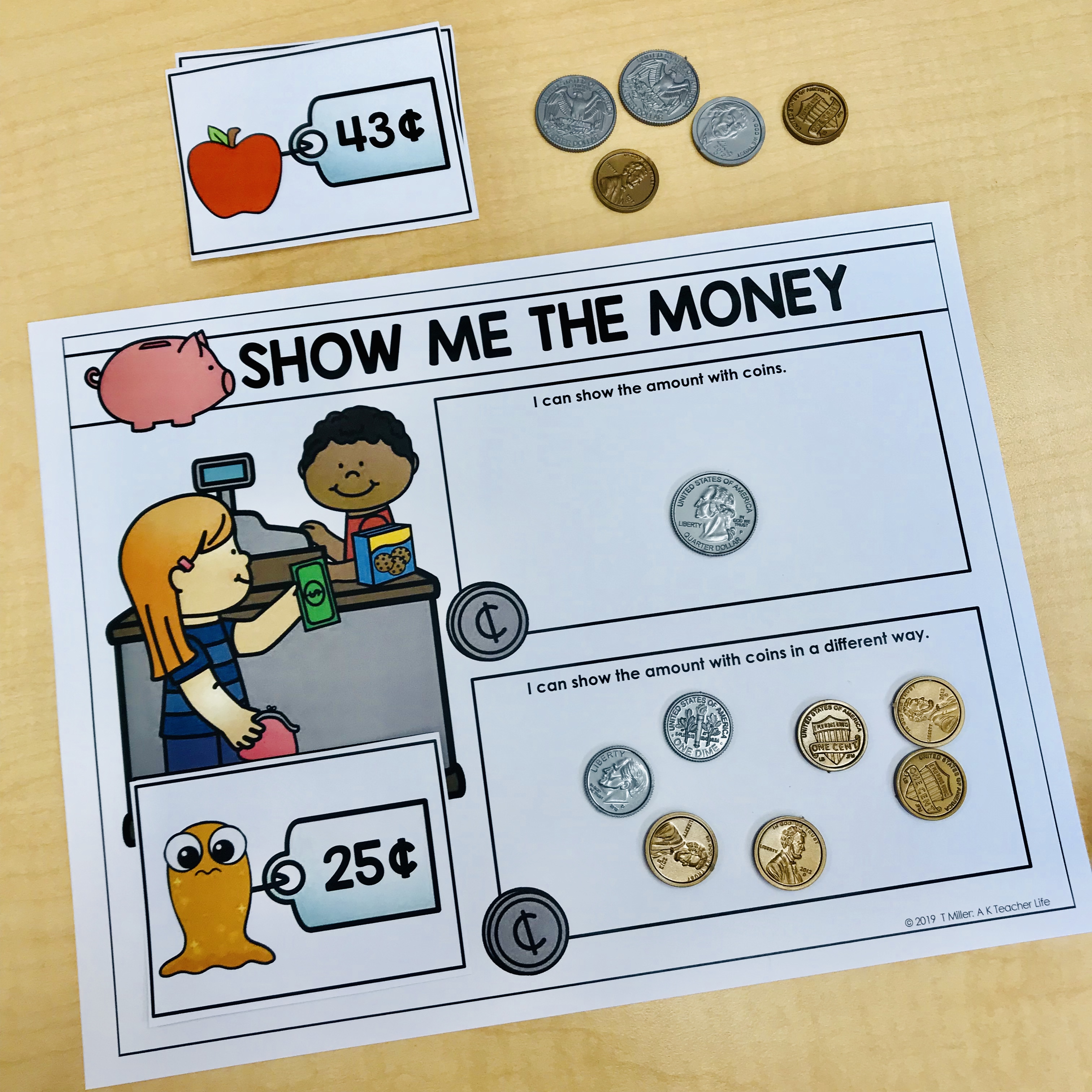Cards for Learning Center 60 Cards Counting Money math money Teaching supplie 