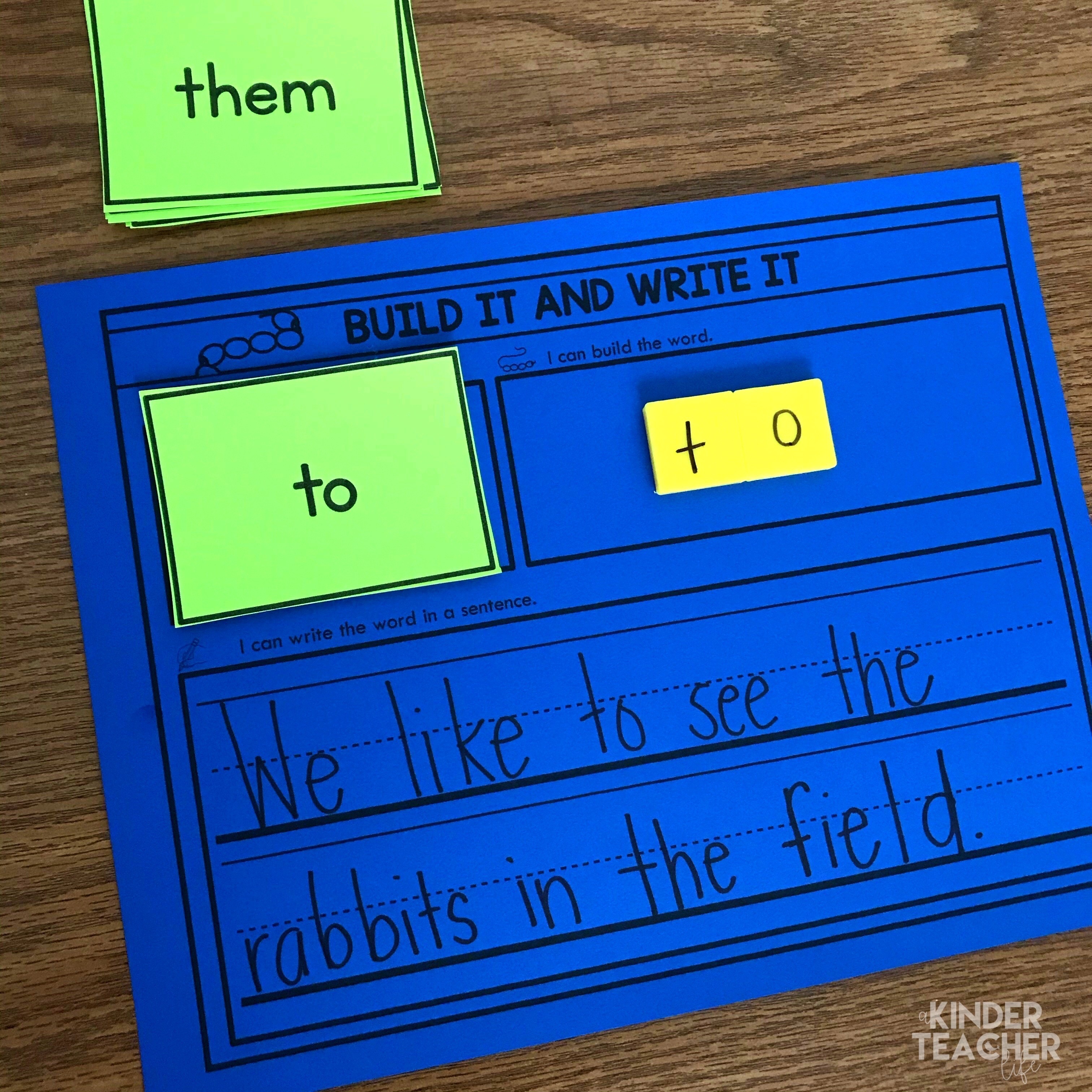 Sight word activity - read the word, build the word and use the word in a sentence. 