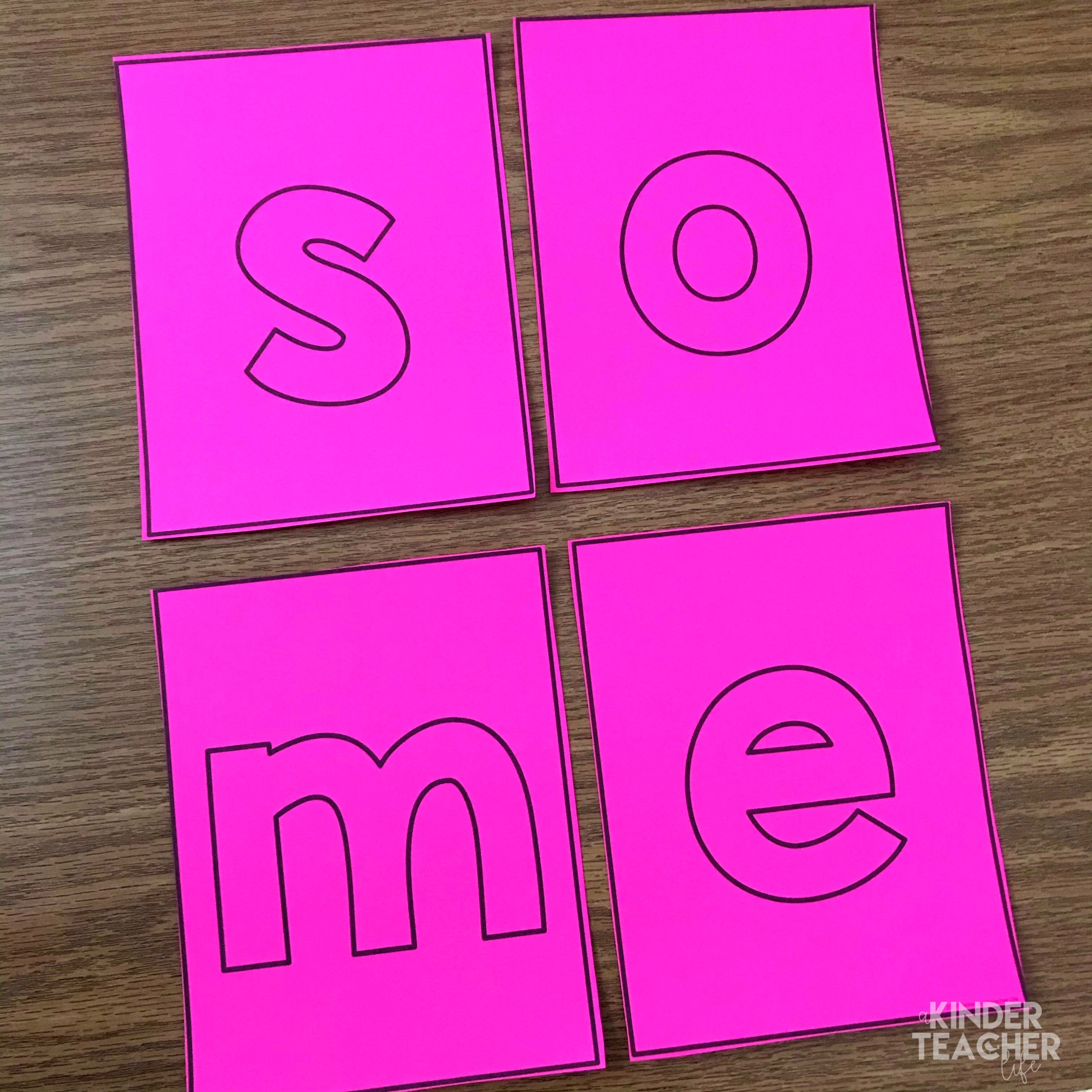 Sight word activity - build the sight word using letter cards