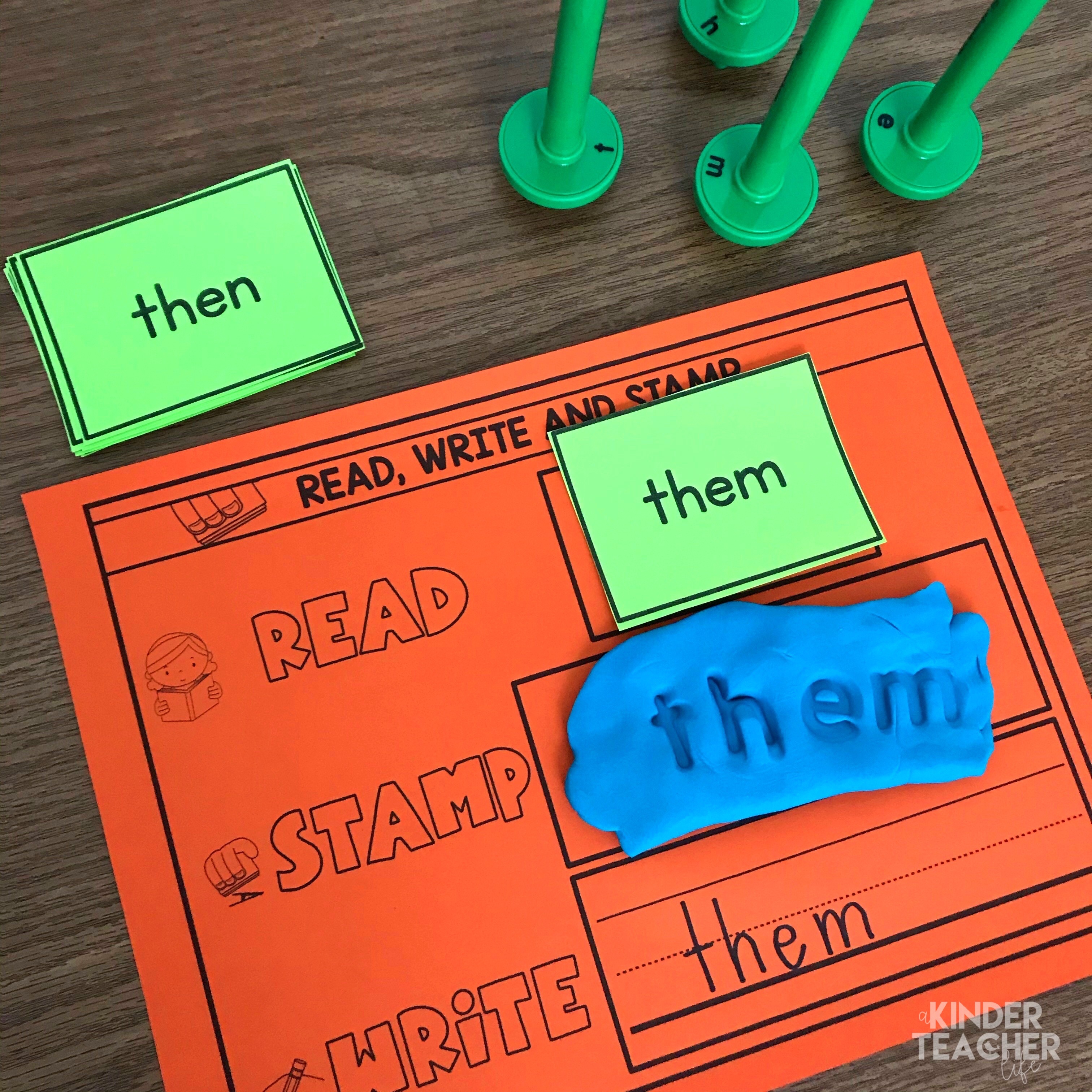 Sight word activity - read, write and stamp sight words