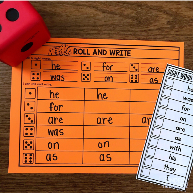 Roll and Write sight words