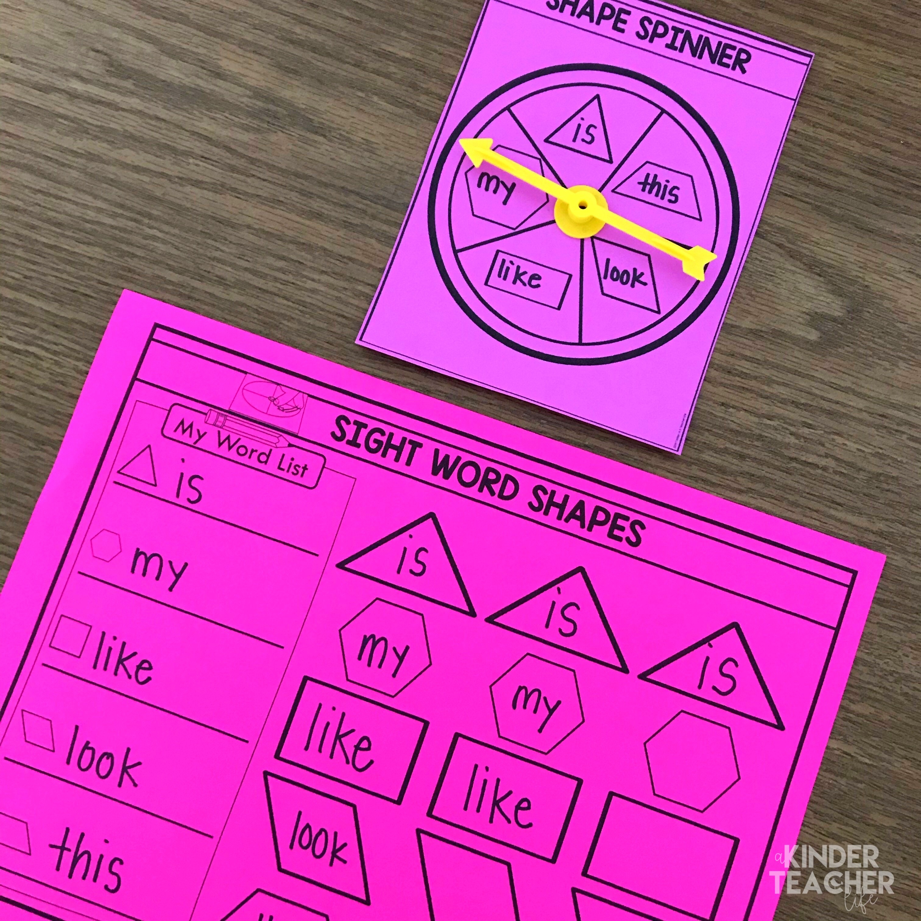 Sight word activity - students write the sight word on the shape they land on. 