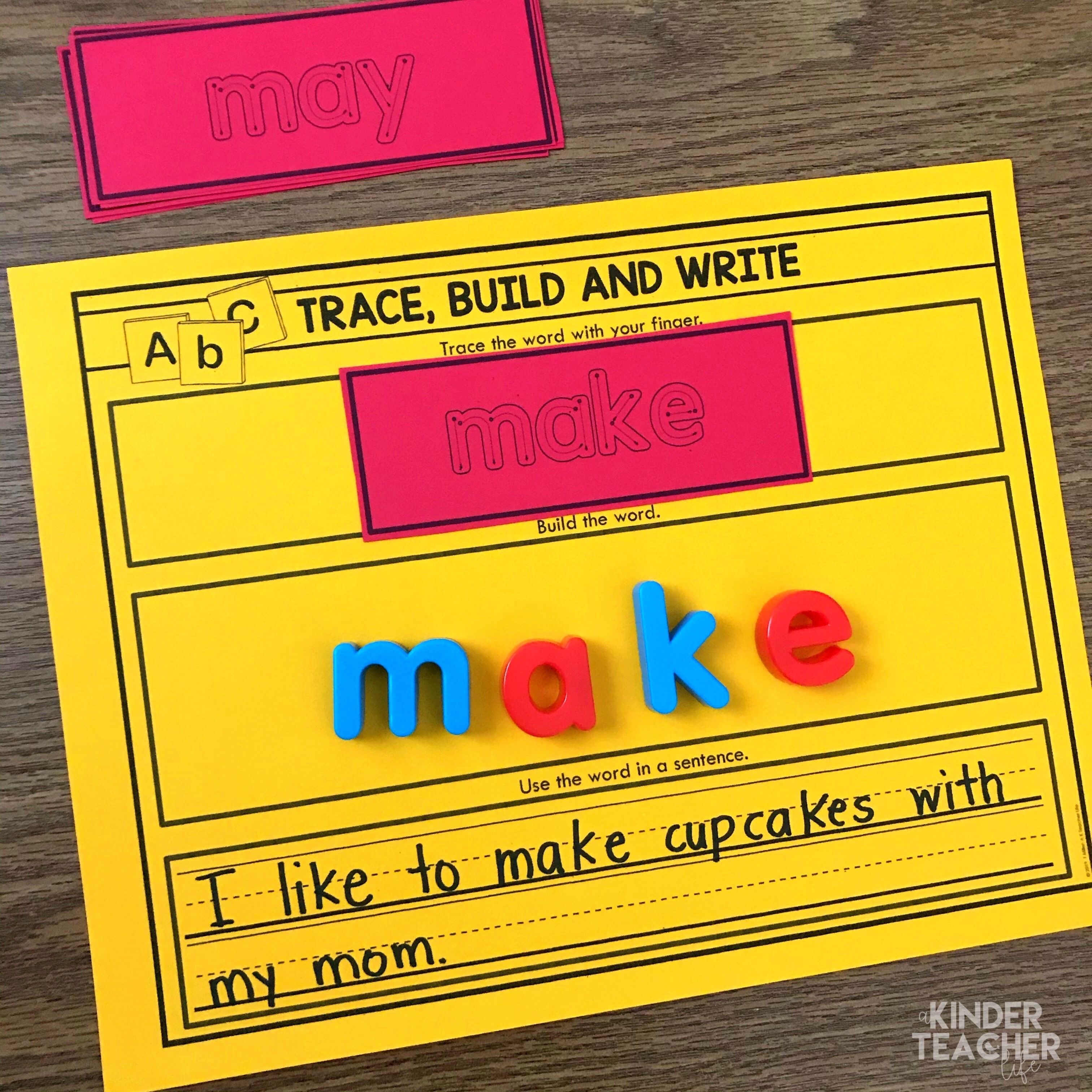 Sight word activity - trace the sight word with your finger, build it and use it in a sentence