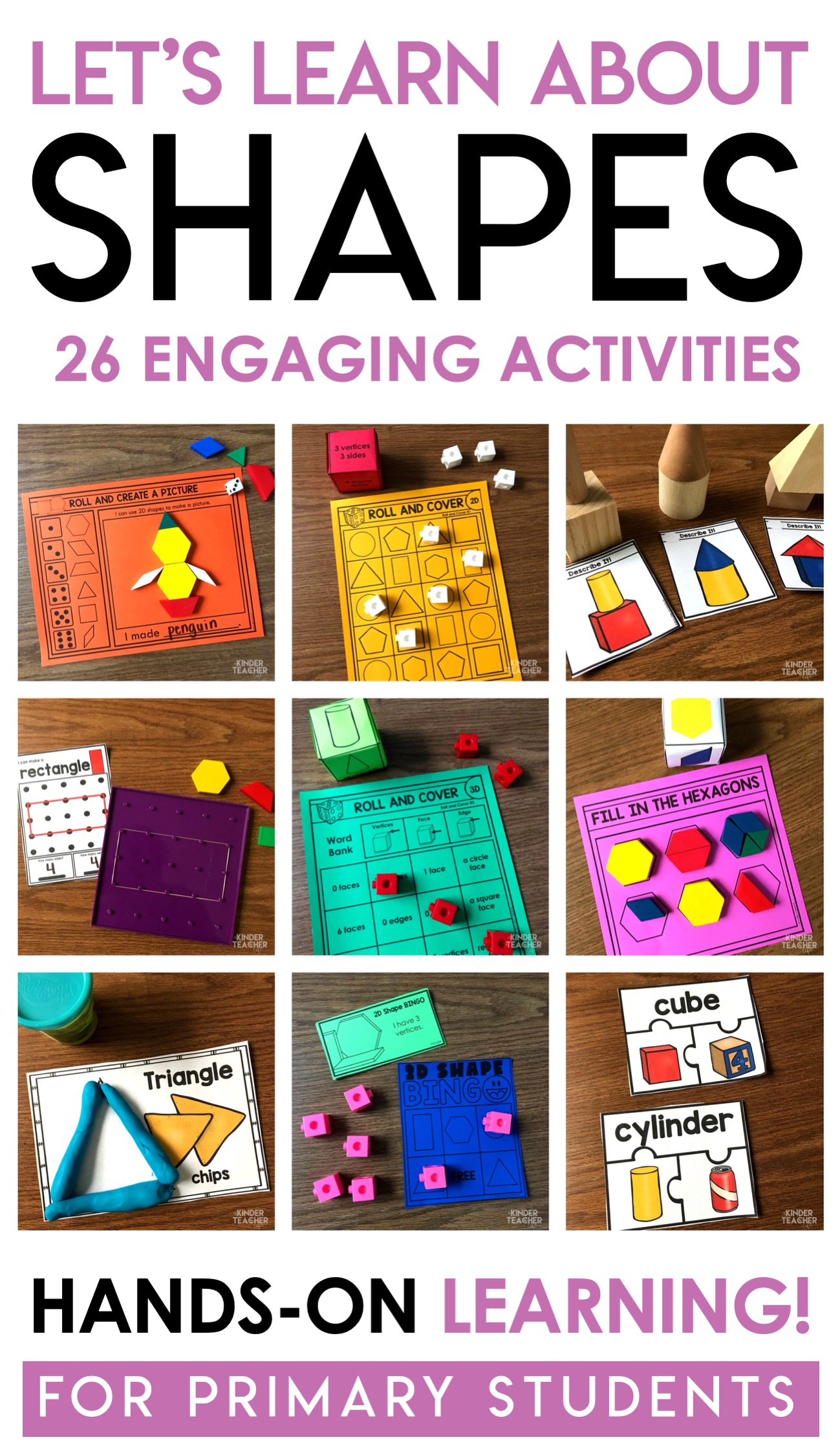 Looking for new ideas to teach 2D and 3D shapes using hands-on activities? Here are 26 engaging activities that you can use in your classroom to teach the attributes of 2D and 3D shapes!