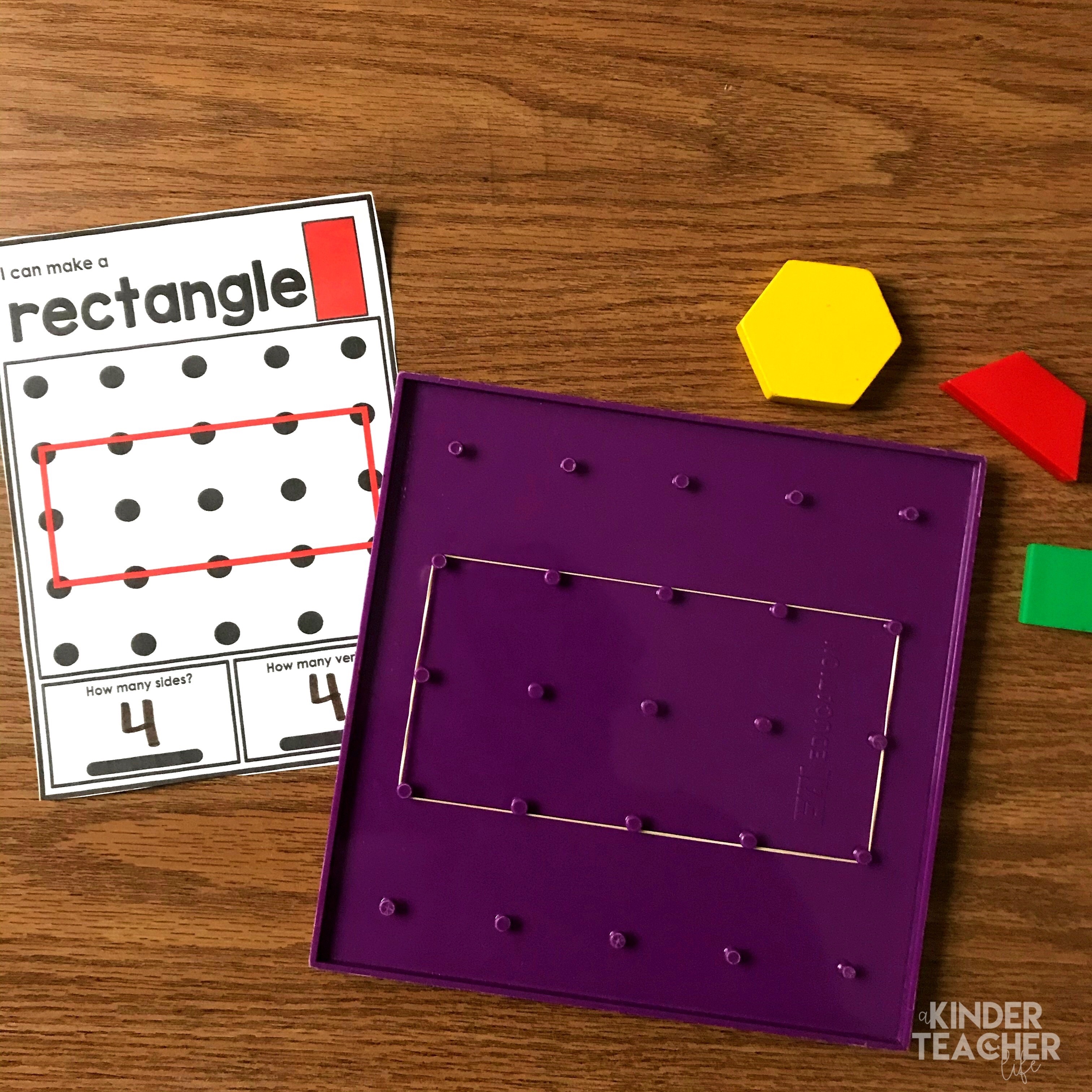 Create 2D shapes using Geoboards.