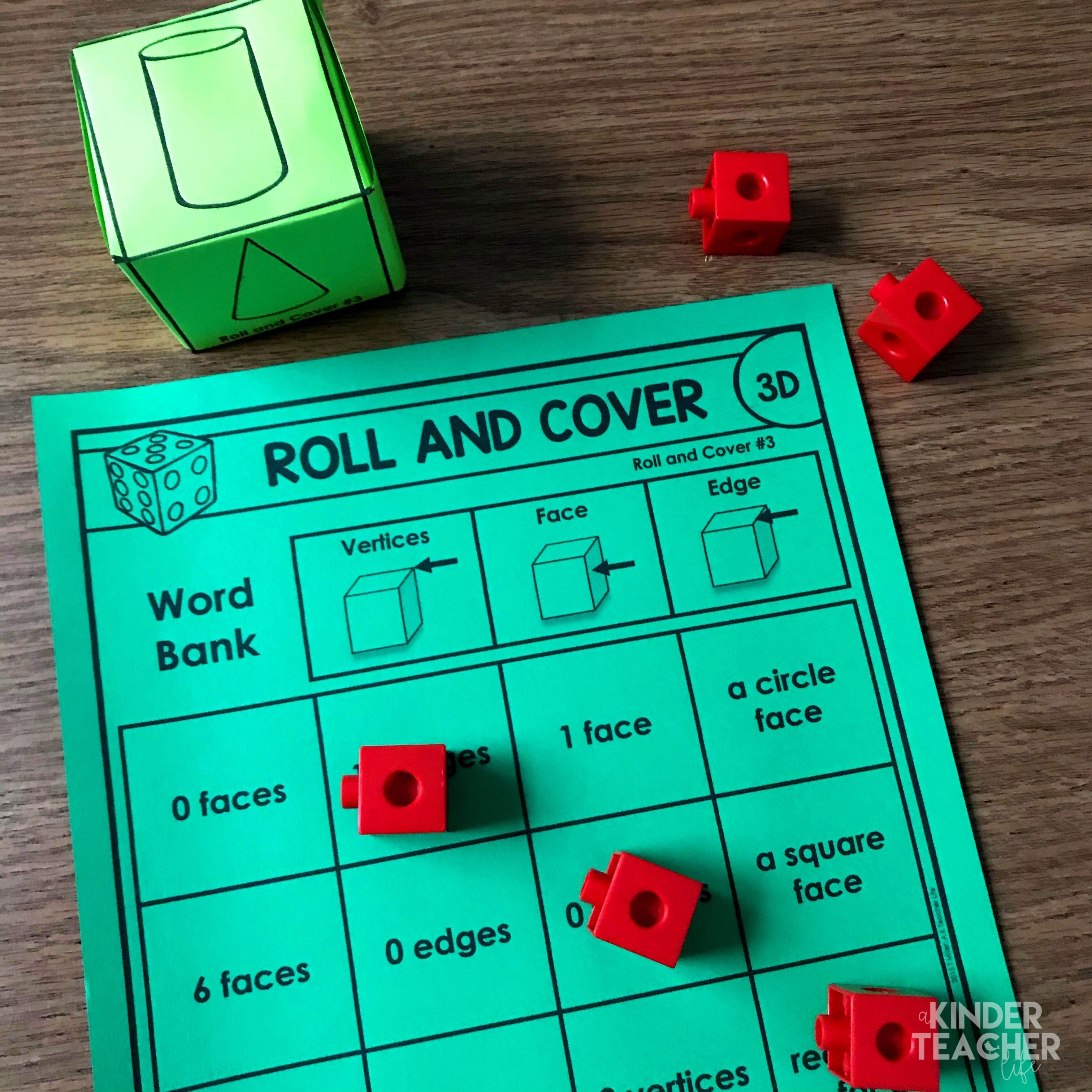 Roll the die, read the attribute and cover the shape that matches. 