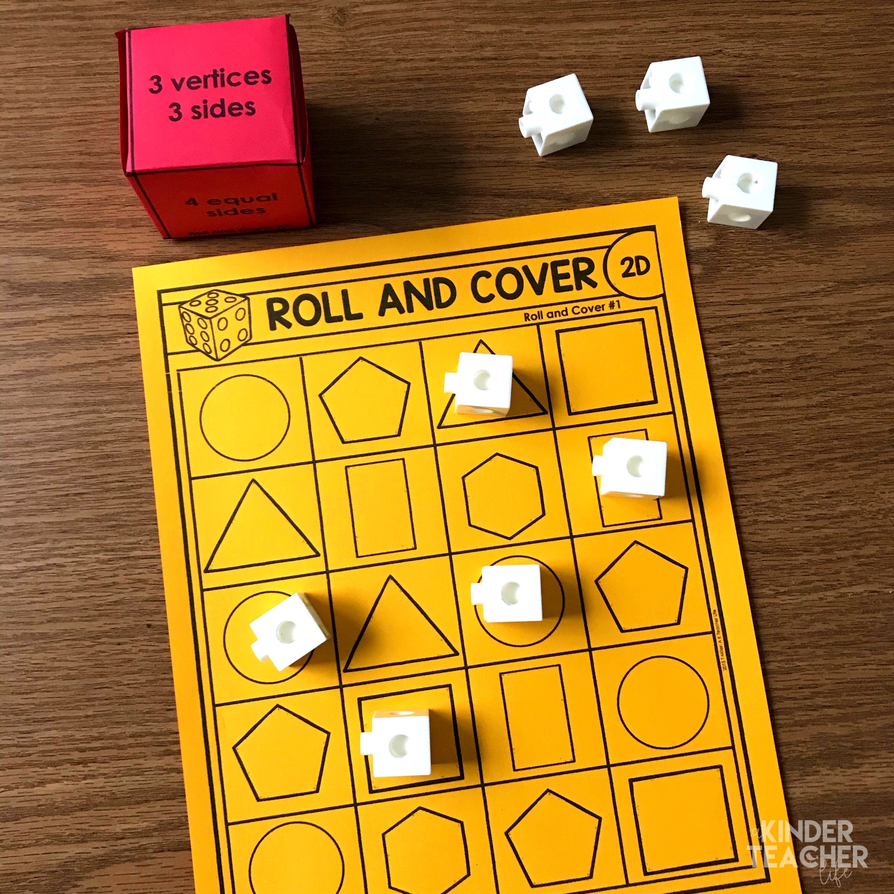 Roll the die, read the attribute and cover the shape that matches. 