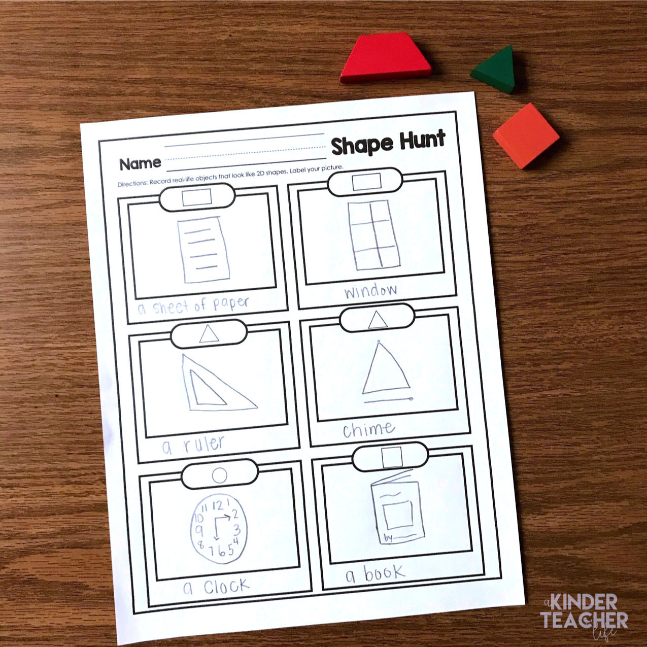 Shape Hunt recording sheet 