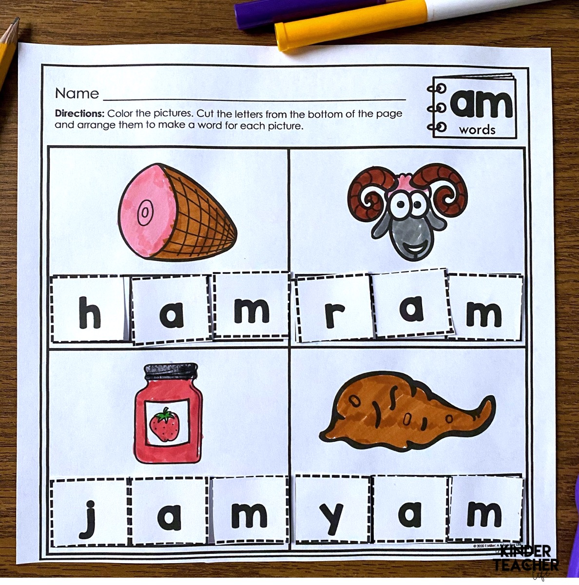 CVC Word Family printables. Students color, cut, glue and write  words from 24 word families using six differentiated worksheets. 