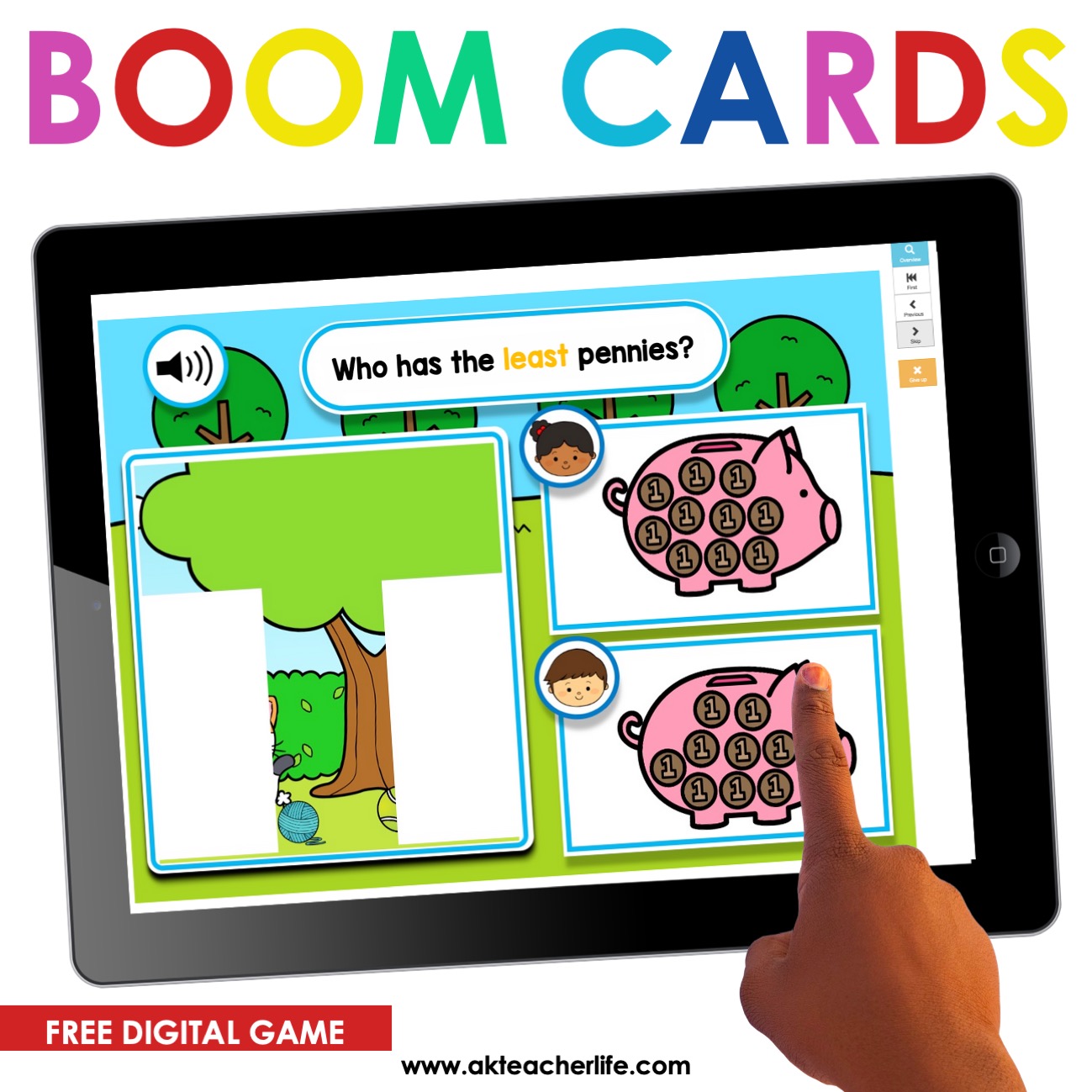 Free math Boom Cards for counting and identifying numbers 1 to 10. 