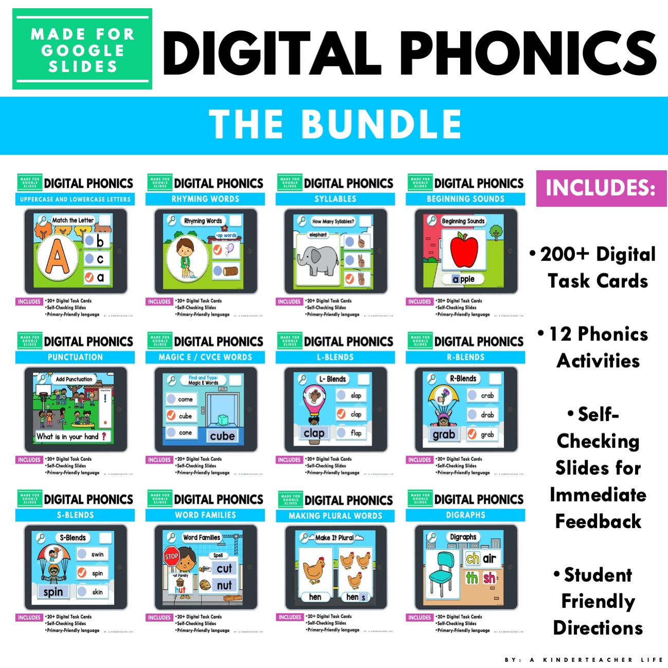 Learn about these beginning of the year digital phonics games made for Google Classroom. Students will develop their phonics skills by playing syllables, rhyming words, and beginning sounds activities. Download the freebie to try it out! 