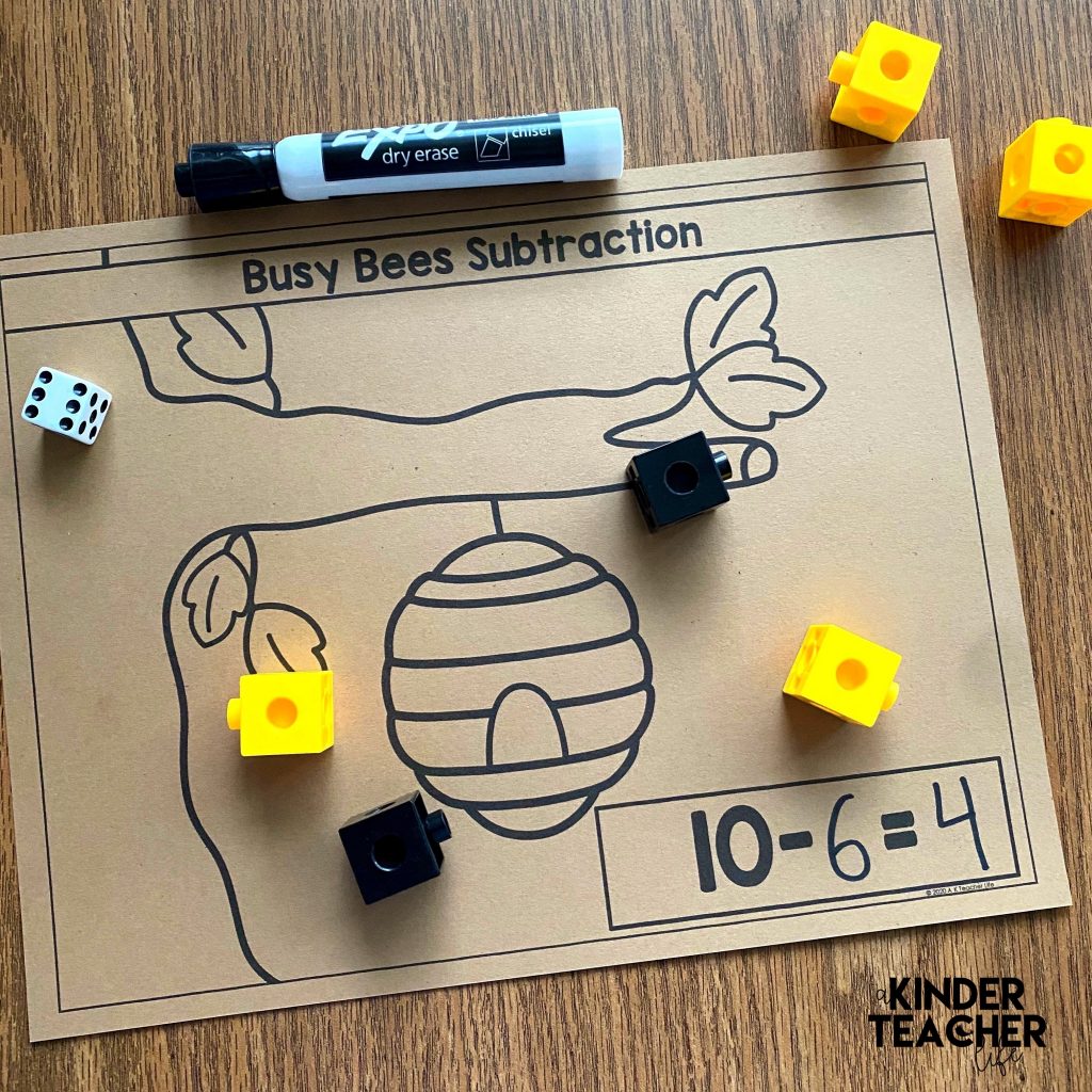 Subtraction Math Center Activity: Roll and Subtract math game