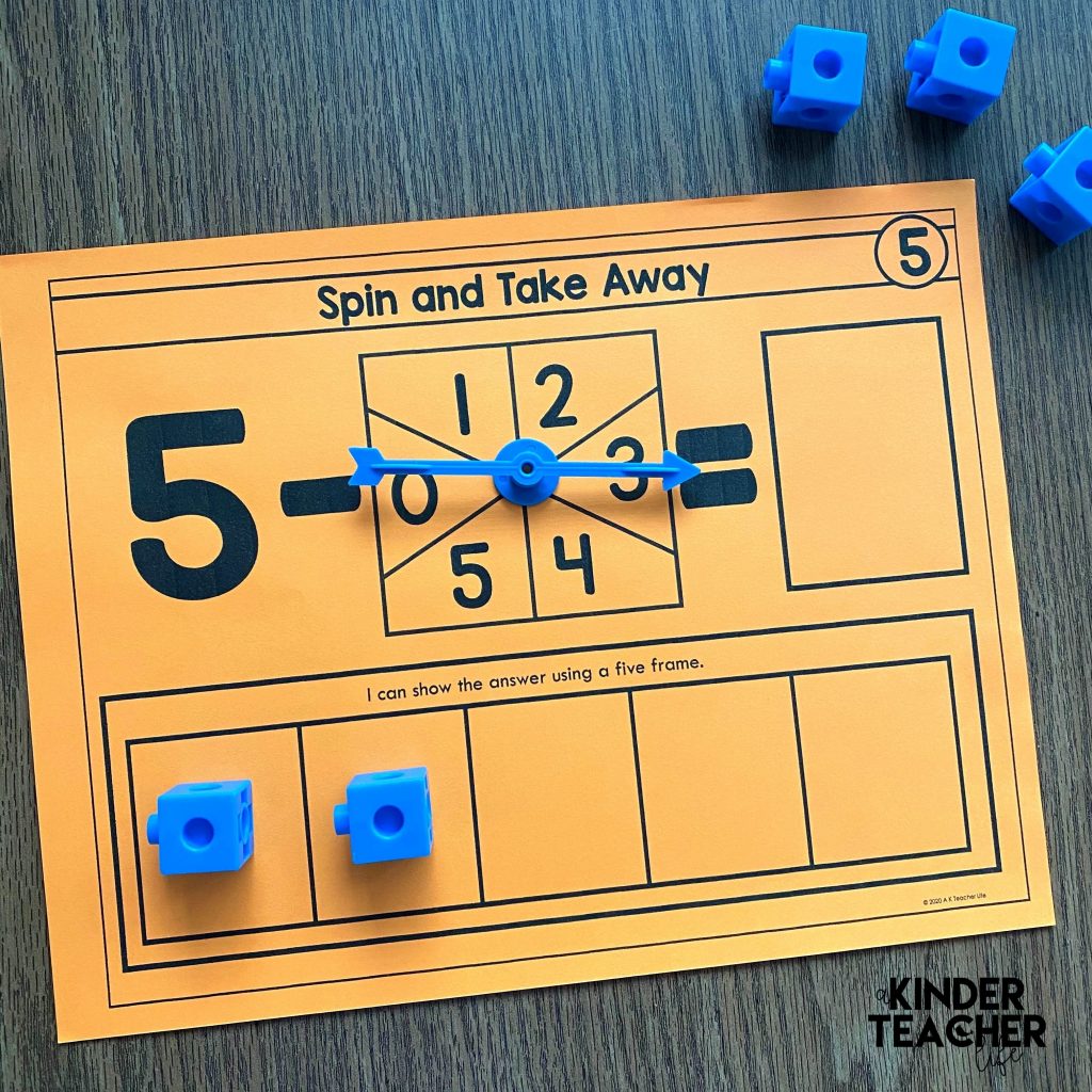 Subtraction Math Center Activity: Spin and Take Away subtraction math game